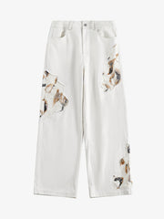 Thesupermade American Retro Lace Patchwork Jeans 