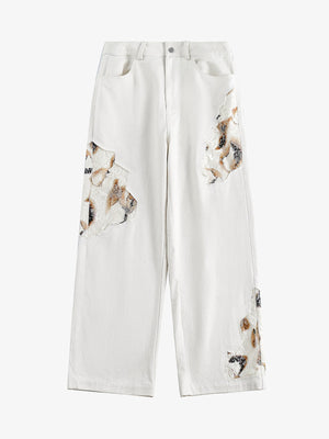 Thesupermade American Retro Lace Patchwork Jeans 