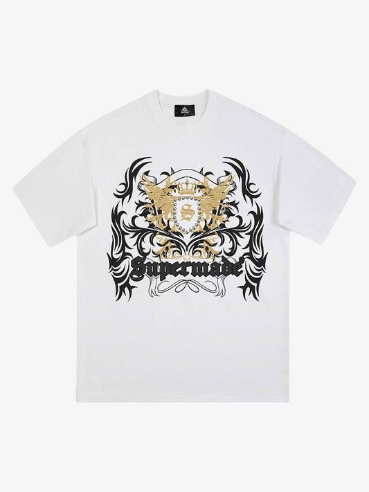 Crown Print Studded Short Sleeve T-shirt 