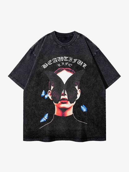 Thesupermade Black Butterfly Girl T-shirt 