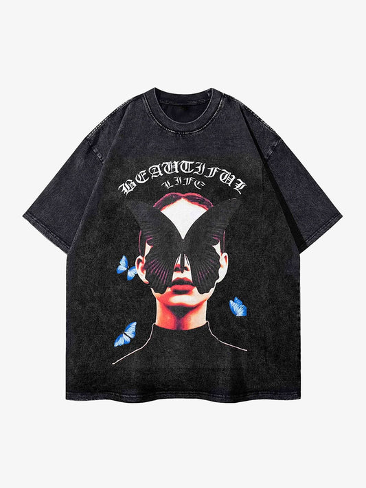 Thesupermade Black Butterfly Girl T-shirt 