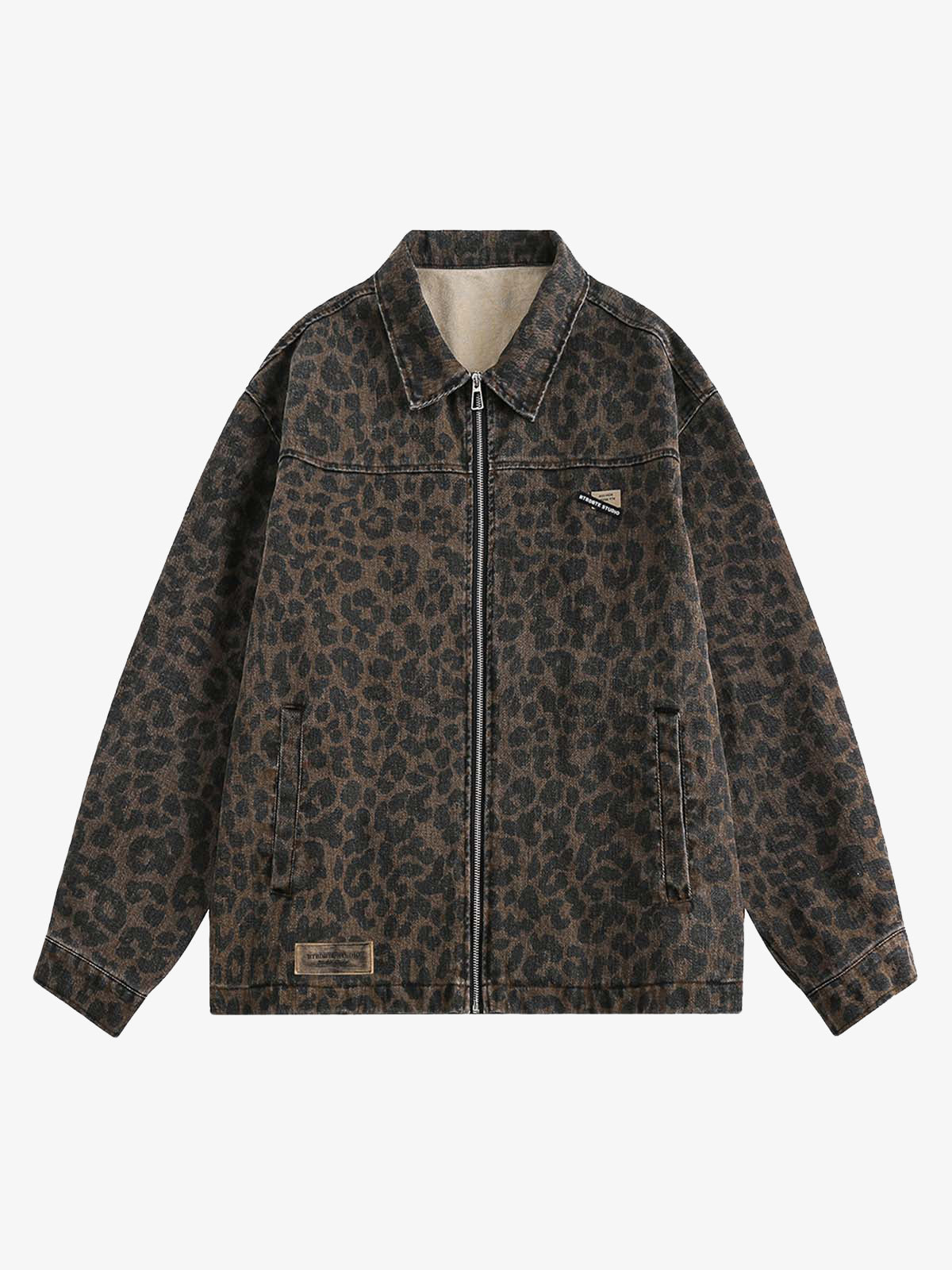 Vintage Washed Cheetah Denim Jacket 