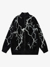 Thesupermade Lightning Graphic Imitation Mink Fur Zip Up Sweater 