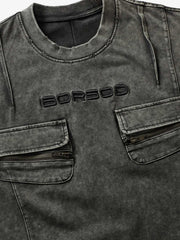 Vintage Washed Multi-Pocket T-Shirt 