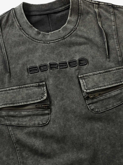 Vintage Washed Multi-Pocket T-Shirt 