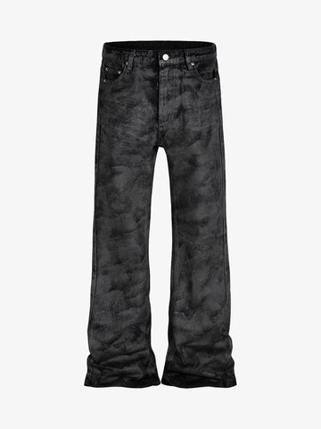 Retro Hand-Brushed Glitter Flare Jeans 