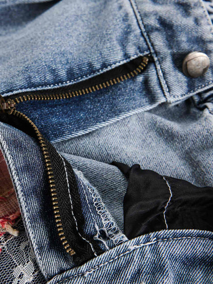 Thesupermade Craftsmanship Ripped Floral Denim Shorts - 2135 