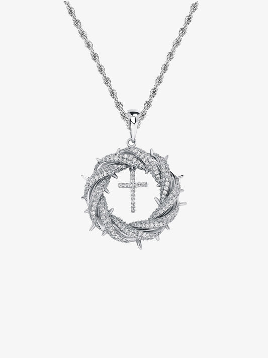 Twisted Cross Zircon Pendant Copper Necklace 