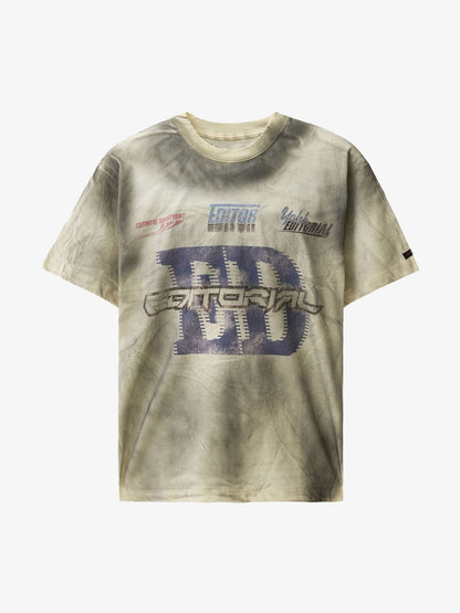 Thesupermade Dirty Wash Heavy Print Street Rap T-Shirt - 2392 