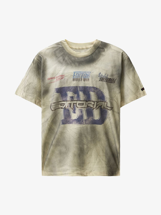 Thesupermade Dirty Wash Heavy Print Street Rap T-Shirt - 2392 