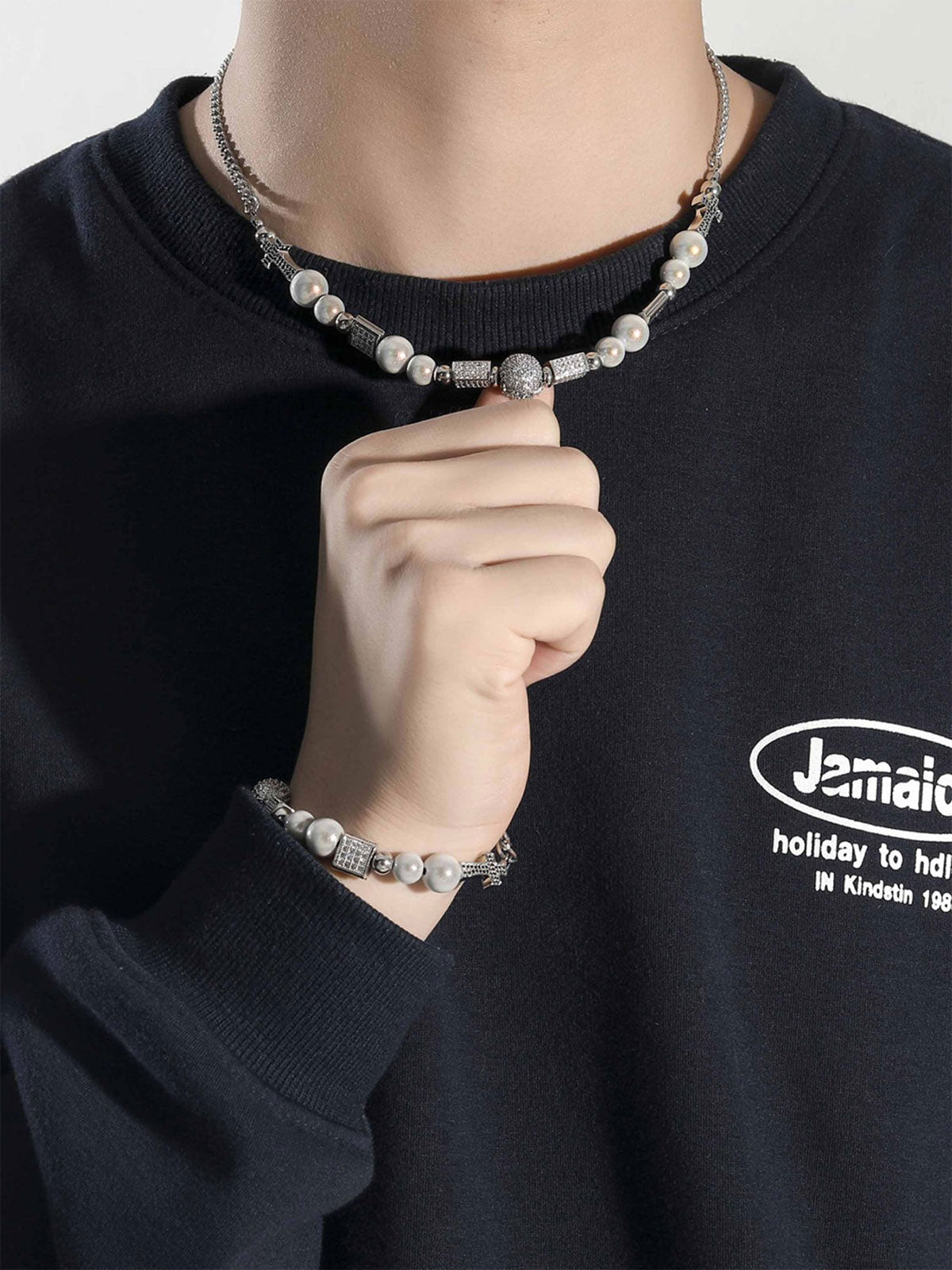 Thesupermade Skull Diamonds Stainless Steel Necklace 