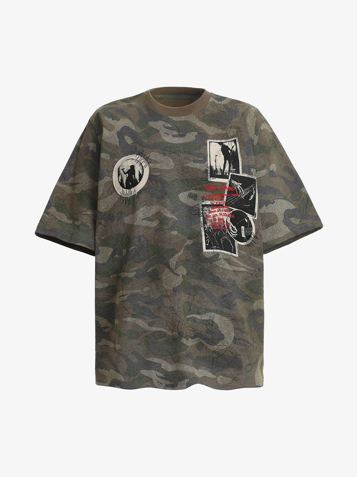 Camouflage Patchwork Graphic T-Shirt 