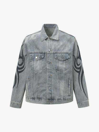 Retro Washed Totem Denim Jacket 