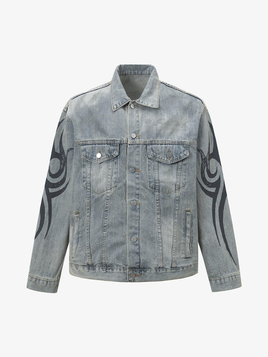 Retro Washed Totem Denim Jacket 