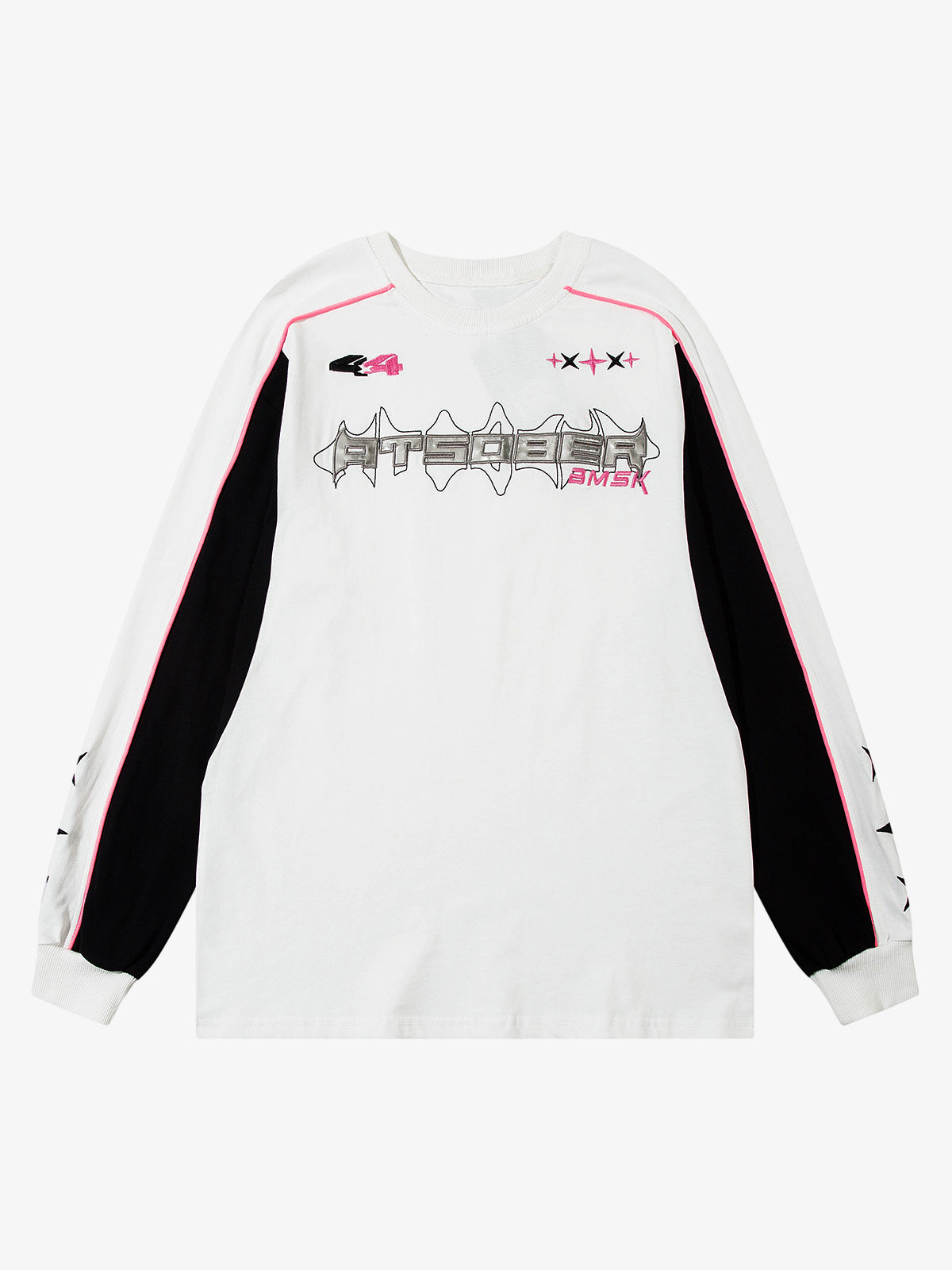 Thesupermade Silver Letter Cross Embroidery Long Sleeve T-shirt 
