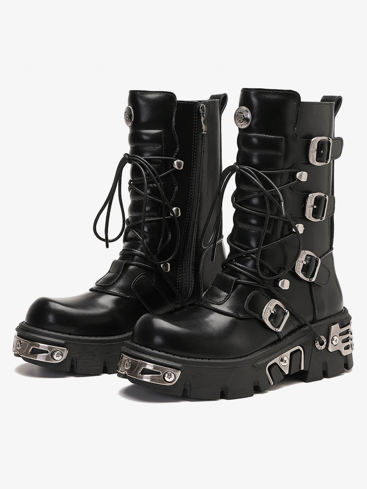 Thesupermade Metal Punk Style Workwear Platform Boots - 2199 