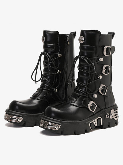 Thesupermade Metal Punk Style Workwear Platform Boots - 2199 