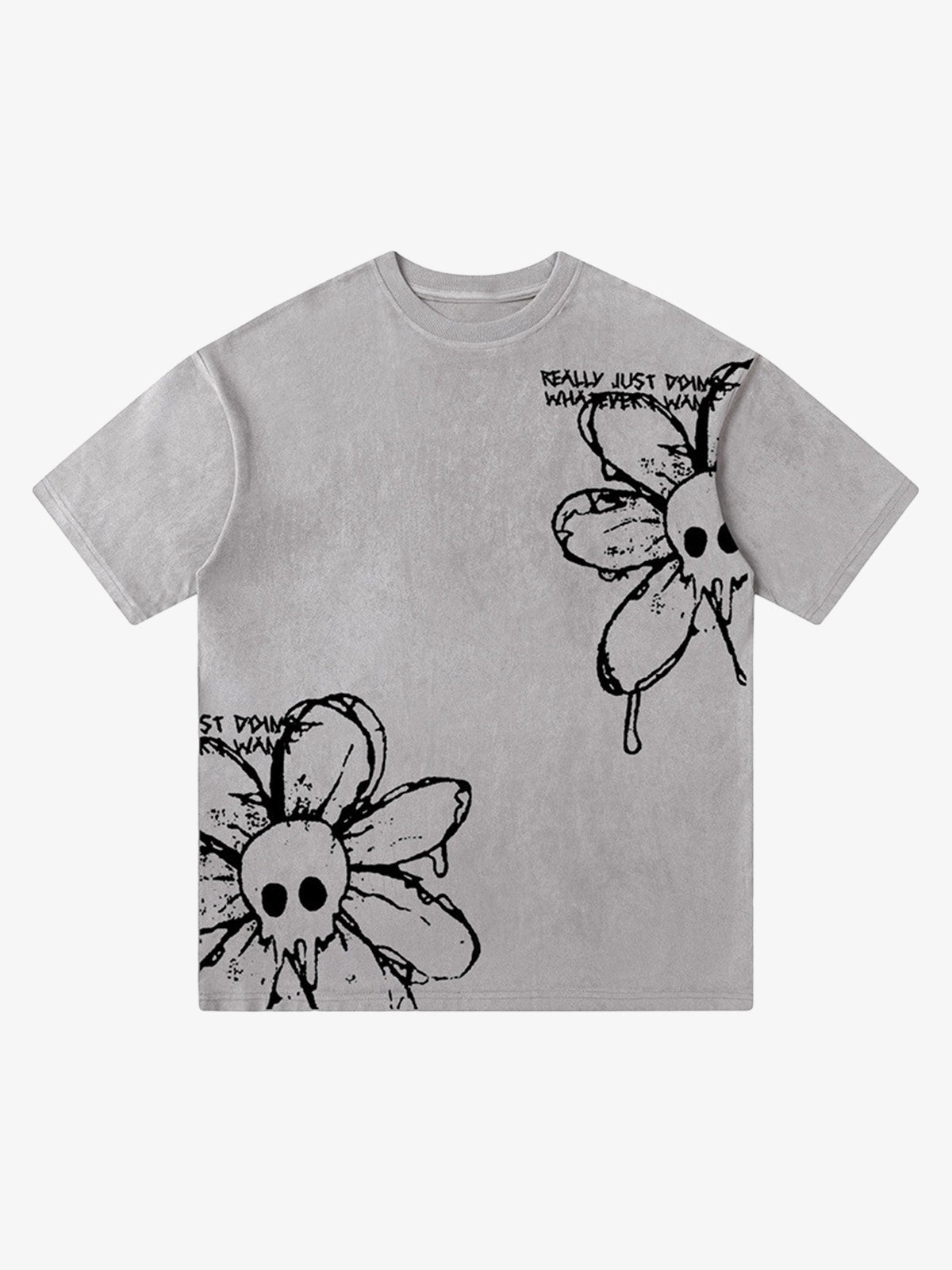 American Retro Creative Skull Flower T-shirt - 2039 