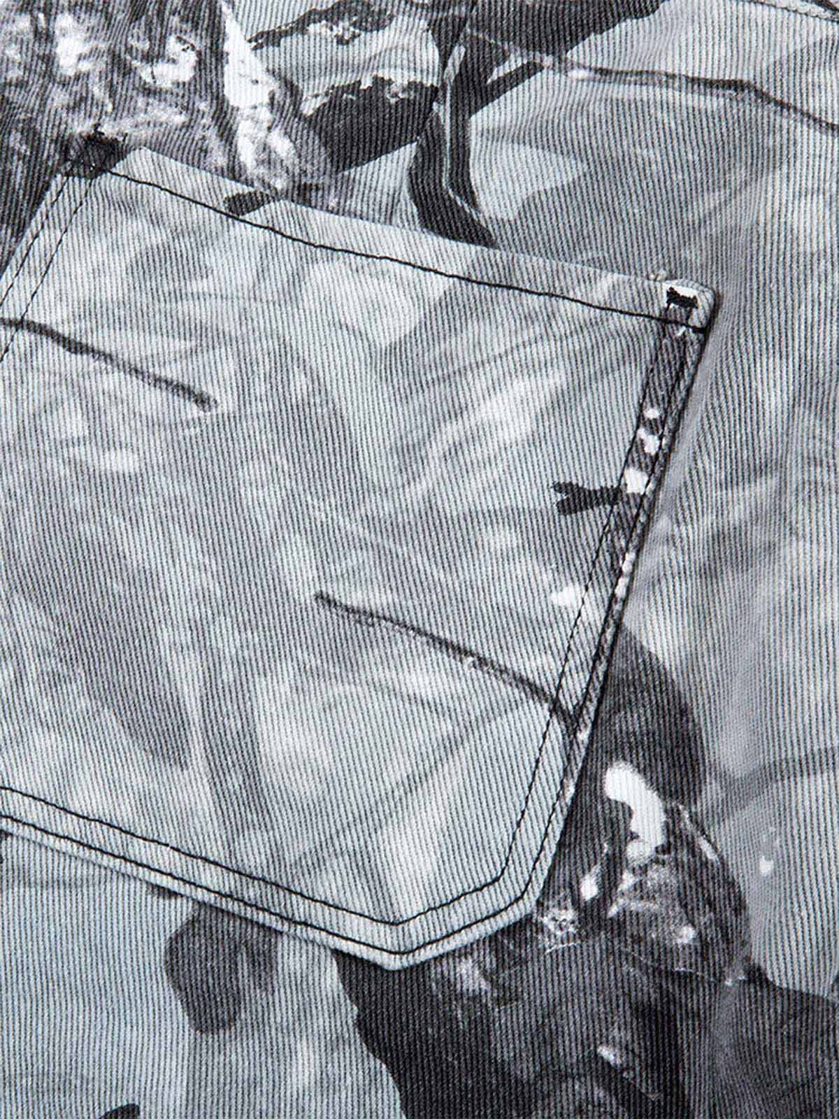 Thesupermade Retro Distressed Camouflage Workwear Hip-Hop Shorts 