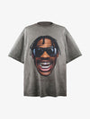 Portrait Print Crew Neck T-Shirt - 2377 