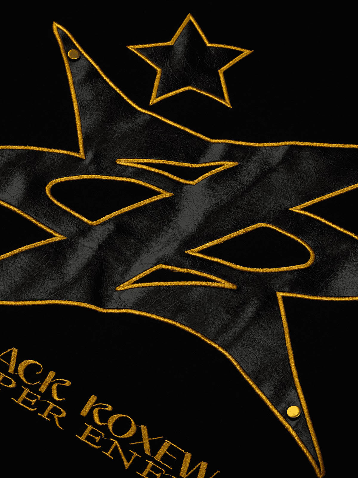 Thesupermade Leather Studded Creative Star Street Rap T-shirt 