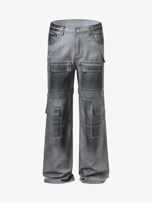 Thesupermade High Street Hip Hop Distressed Washed Work Jeans 