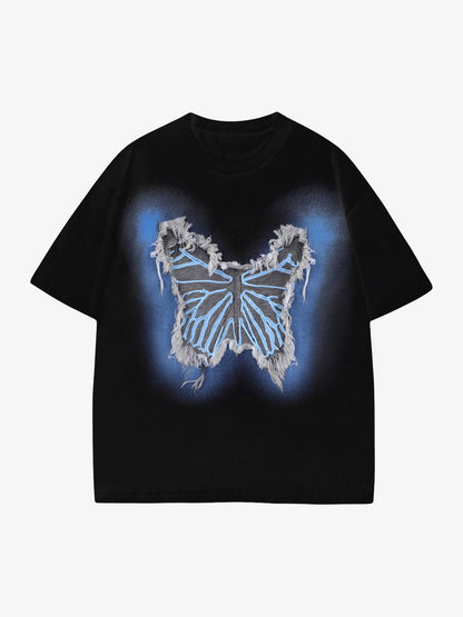 Butterfly Patch Embroidered Graphic T-Shirt 