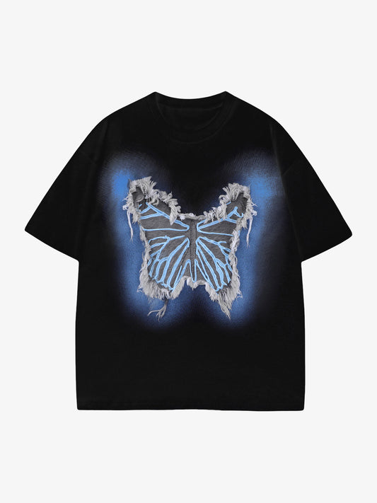 Butterfly Patch Embroidered Graphic T-Shirt 