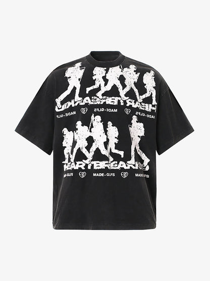 Rock Style Retro Letter Print T-shirt 