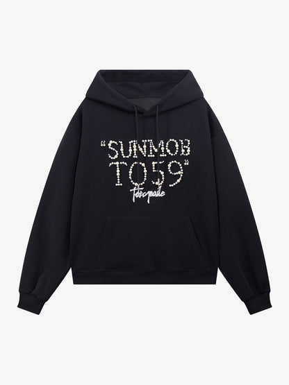 Street Beaded Loose Hoodie 