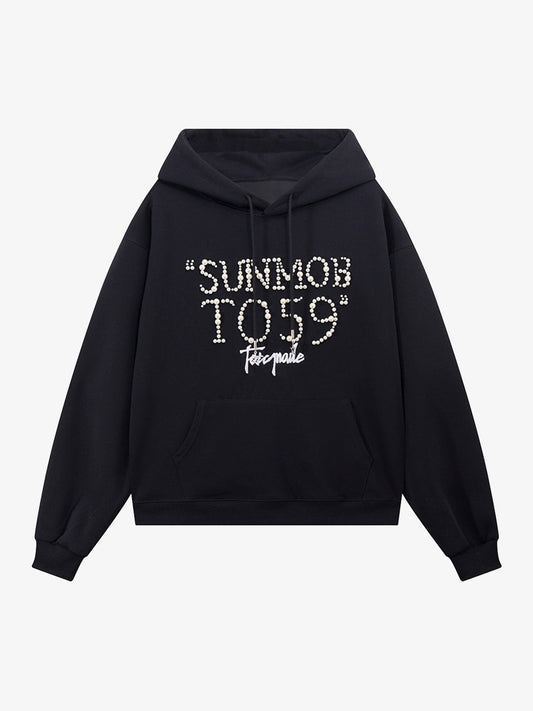 Street Beaded Loose Hoodie 