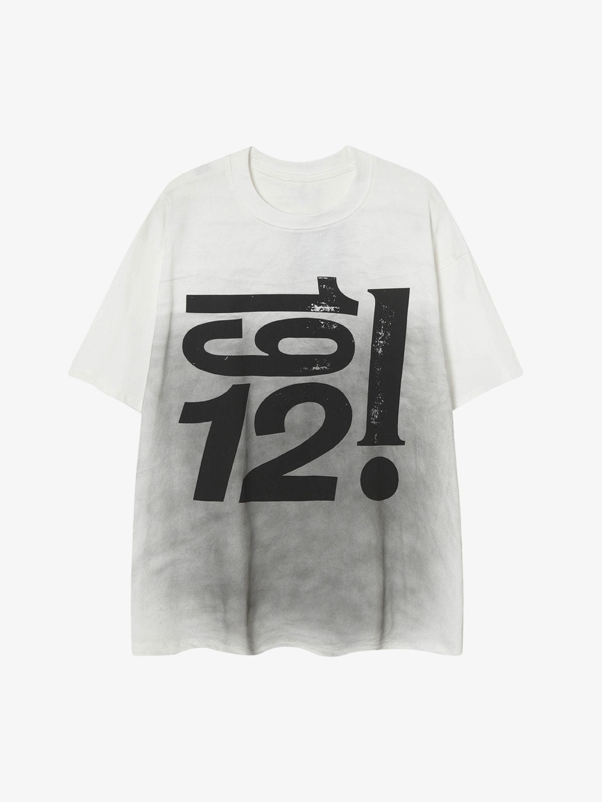 Heavy Washed Distressed Dirty Print Letter T-shirt 