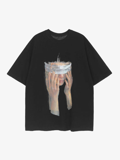 Thesupermade American Tide Loose Print Round Neck T-shirt -1640 
