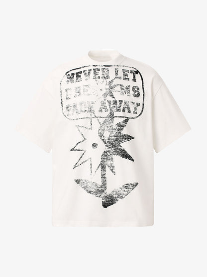 Distressed Fun Print Crew Neck T-shirt 