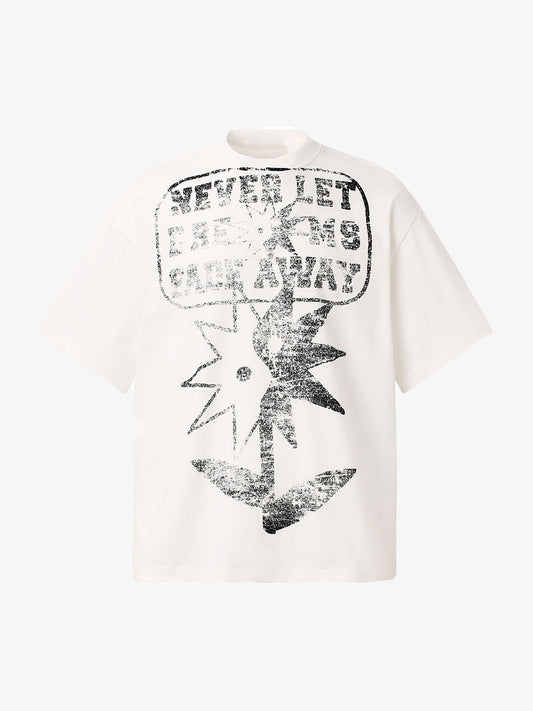 Distressed Fun Print Crew Neck T-shirt 