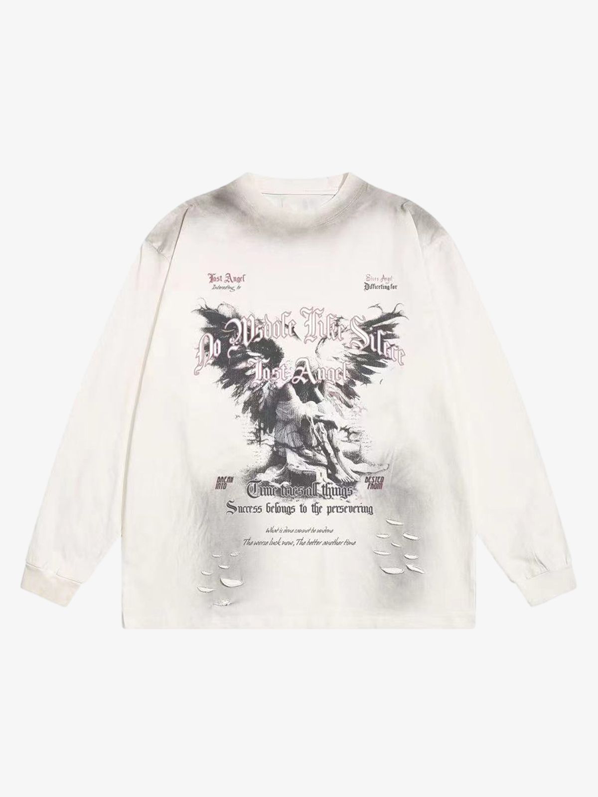 Thesupermade Distressed Hole Print Long-sleeved T-shirt 