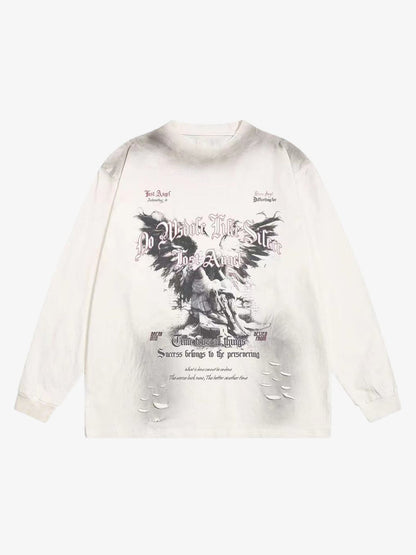 Thesupermade Distressed Hole Print Long-sleeved T-shirt 