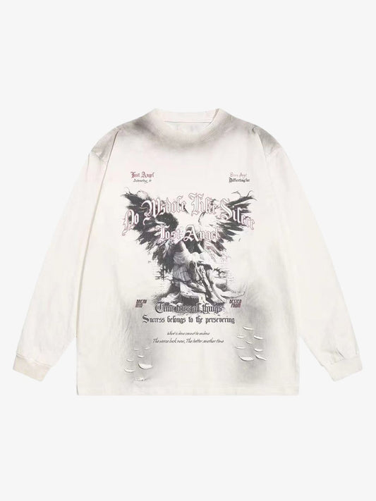 Thesupermade Distressed Hole Print Long-sleeved T-shirt 
