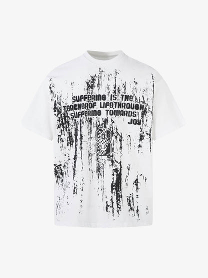 Retro Graffiti Lettering Short Sleeve T-shirt - 2341 
