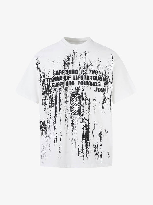 Retro Graffiti Lettering Short Sleeve T-shirt - 2341 