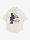 Oversized Graphic Cartoon Letter Print Short-Sleeve Shirt 