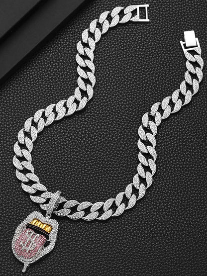 Thesupermade Hip Hop Diamond Tongue Cuban Necklace 
