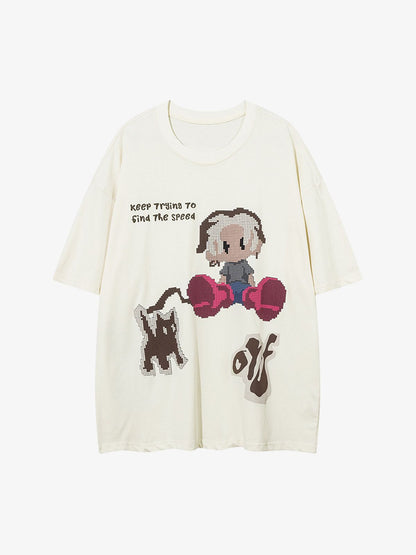 Pixel Art Cartoon Graphic T-Shirt 