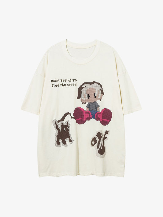 Pixel Art Cartoon Graphic T-Shirt 