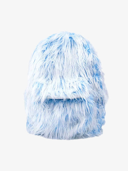 Snow Monster Contrast Ice Blue Furry Backpack 