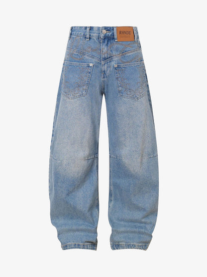 Washed Cleanfit  Barrel Jeans 