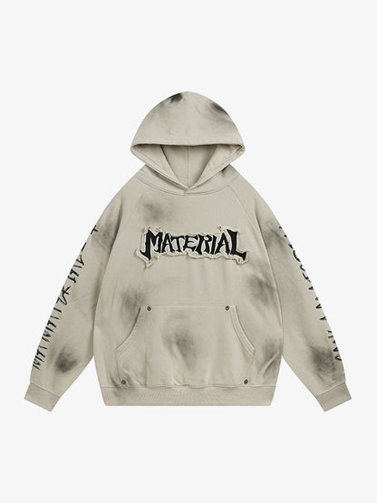 Wasteland Washed Patched Embroidered Hoodie Set 