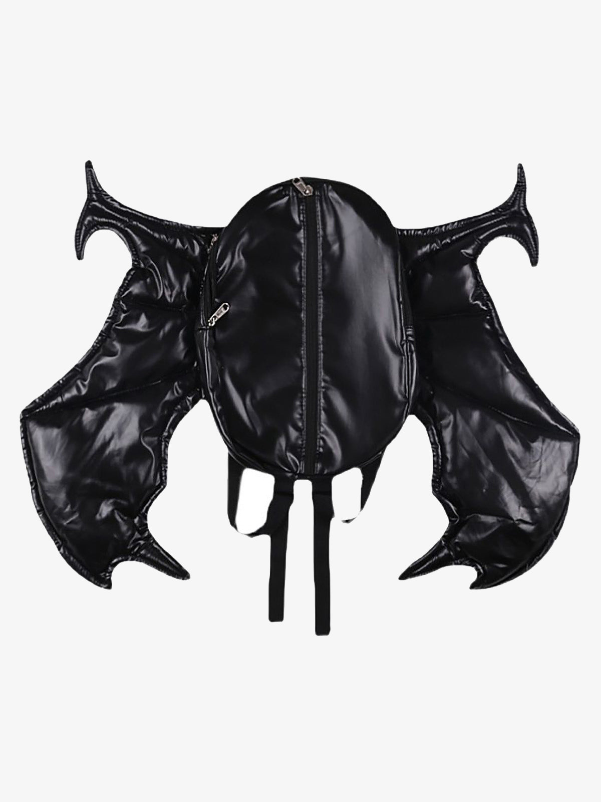 PU Leather Bat Wing Double Zipper Backpack 