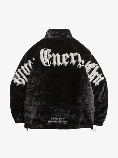 Thesupermade Street Letter Embroidered Fleece Jacket - 1838 