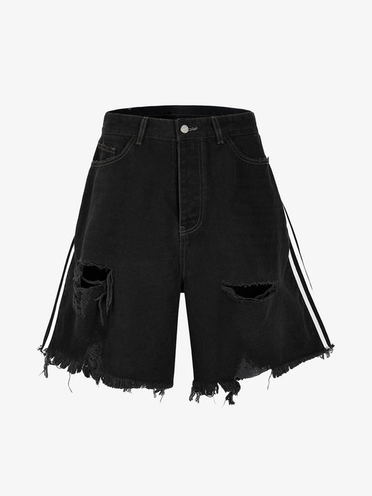 Retro Whisker Raw Edge Denim Shorts 